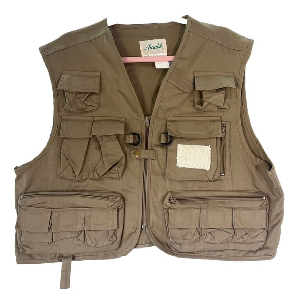 Ausable Fly Fishing Utility Khaki Vest Outdoor Large - Picture 1 of 5